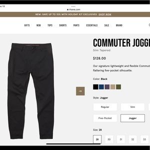 Mens black 32 Rhône Commuter pants